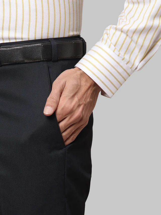 Park Avenue Men Fancy Blue Solid Regular Fit Trouser - Image 6