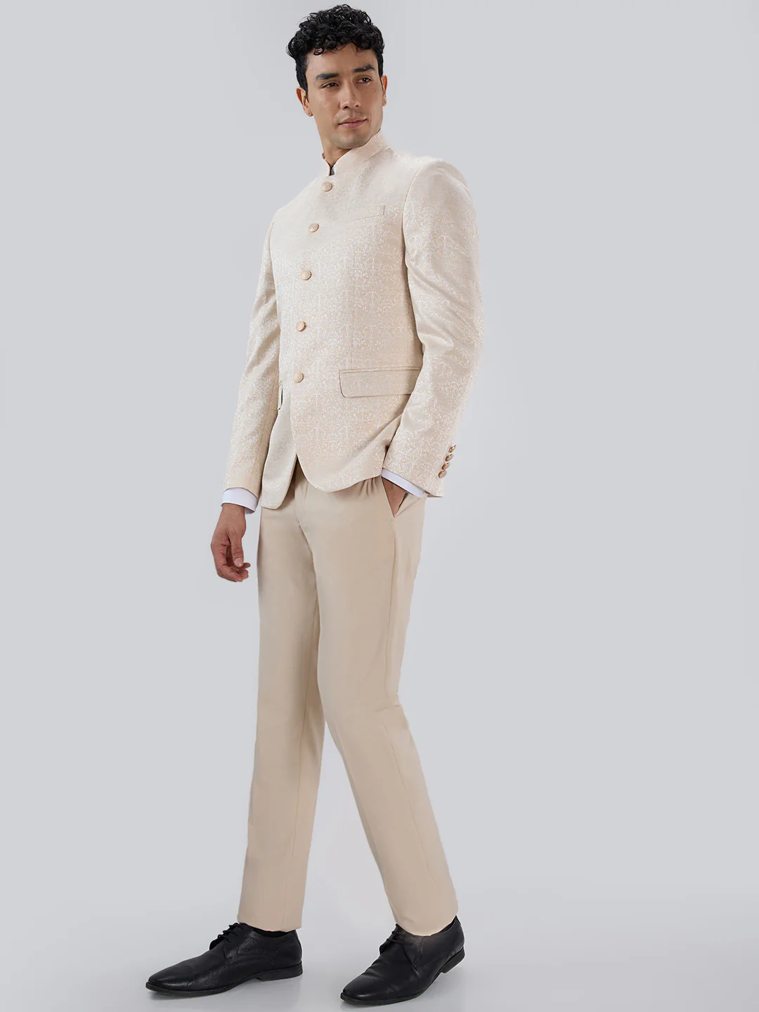 Park Avenue Men Fawn Modern Slim Fit Suit - Image 3