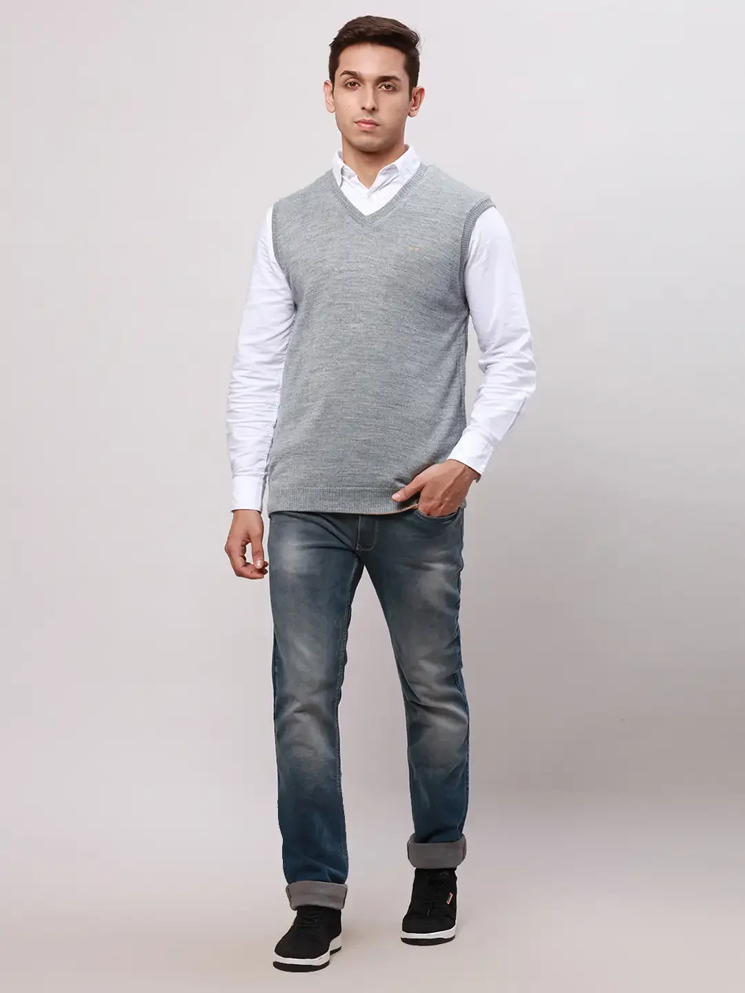 Park Avenue Men Fawn Regular Fit Solid Cotton Pullovers - Image 6