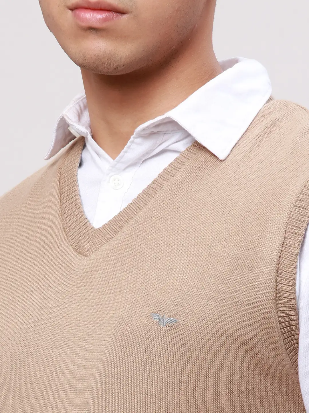 Park Avenue Men Fawn Regular Fit Solid Cotton Pullovers - Image 7
