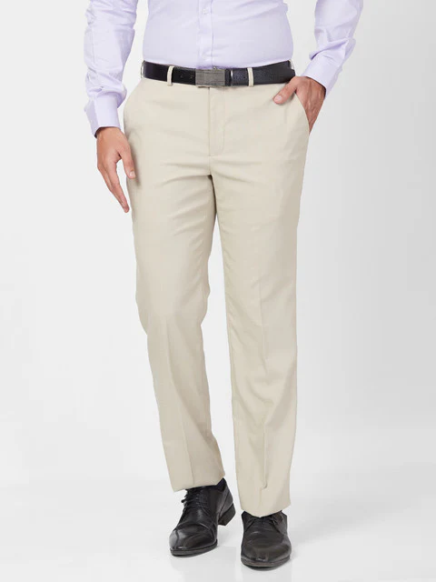 Park Avenue Men Fawn Regular Fit Solid Trouser
