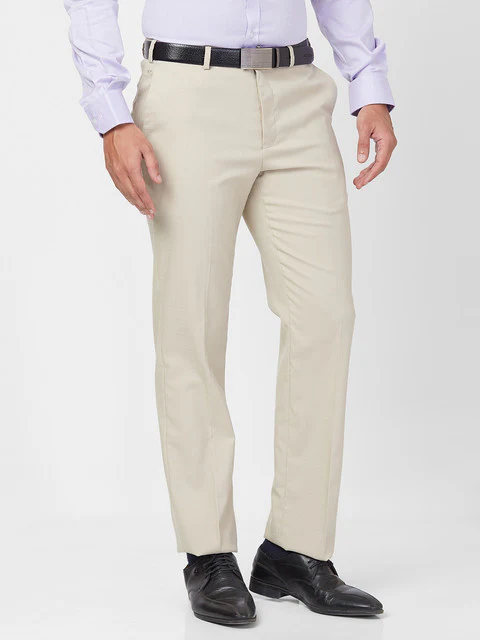Park Avenue Men Fawn Regular Fit Solid Trouser - Image 2