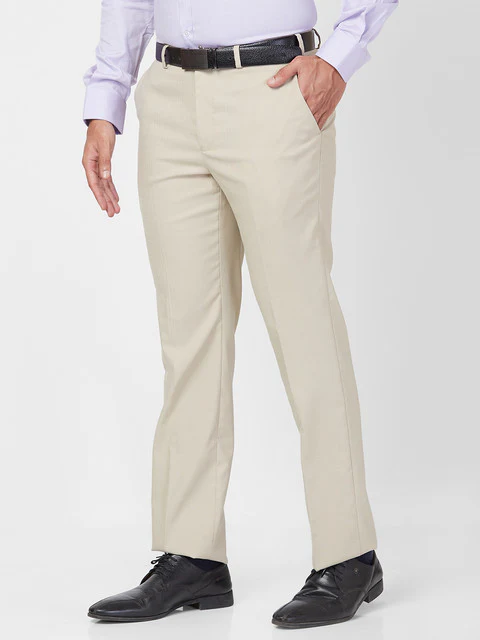 Park Avenue Men Fawn Regular Fit Solid Trouser - Image 3