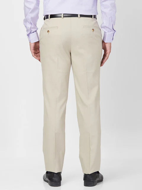 Park Avenue Men Fawn Regular Fit Solid Trouser - Image 4
