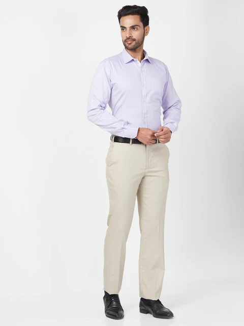 Park Avenue Men Fawn Regular Fit Solid Trouser - Image 5