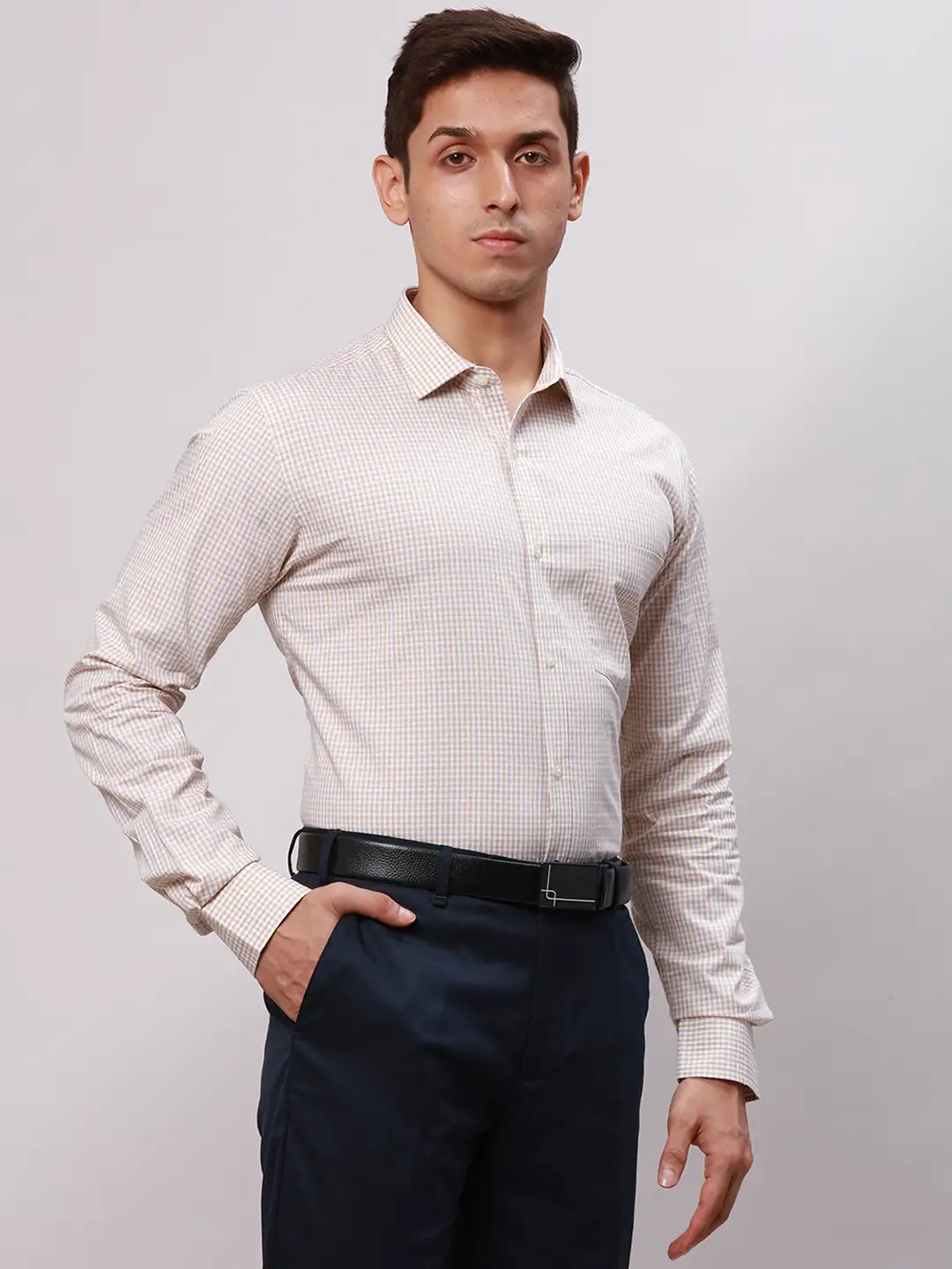 Park Avenue Men Fawn Slim Fit Structure Cotton Shirts - Image 2