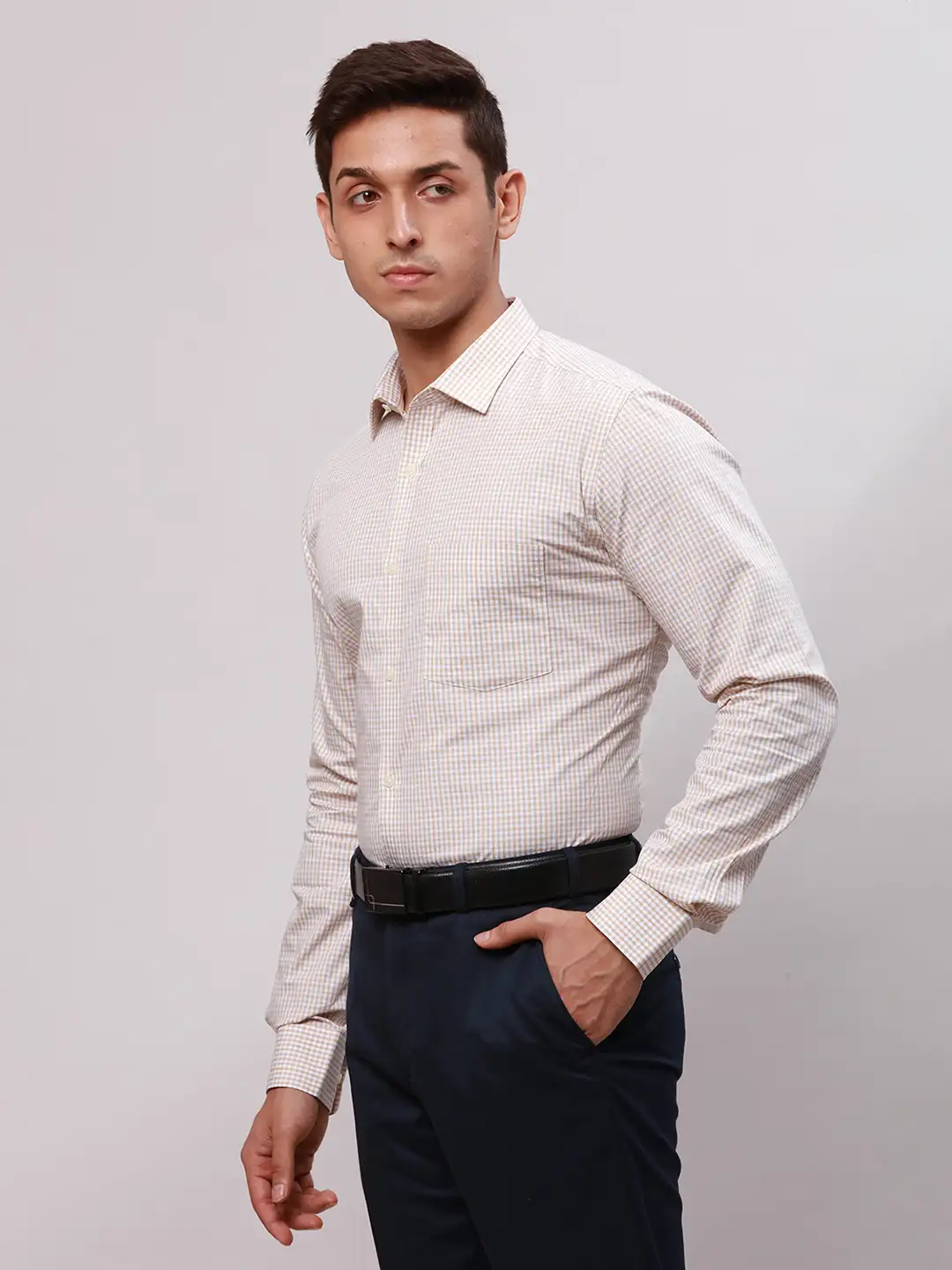 Park Avenue Men Fawn Slim Fit Structure Cotton Shirts - Image 3