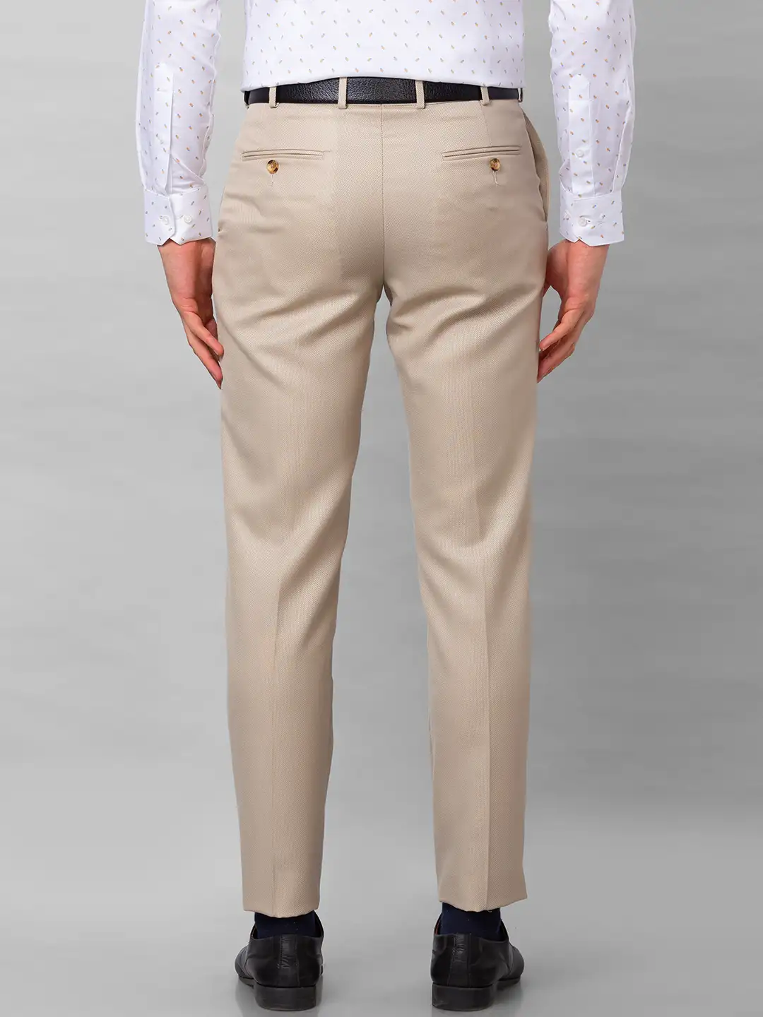 Park Avenue Men Fawn Structure Smart Fit Polyester Blend Trousers - Image 4