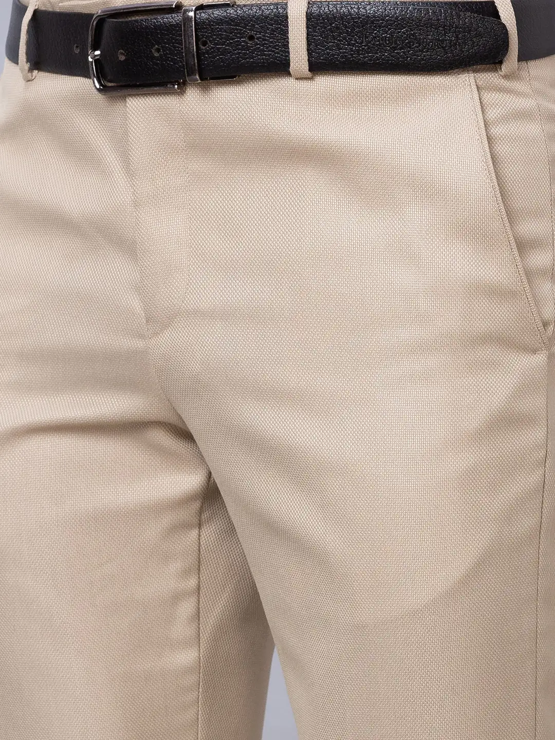 Park Avenue Men Fawn Structure Smart Fit Polyester Blend Trousers - Image 6
