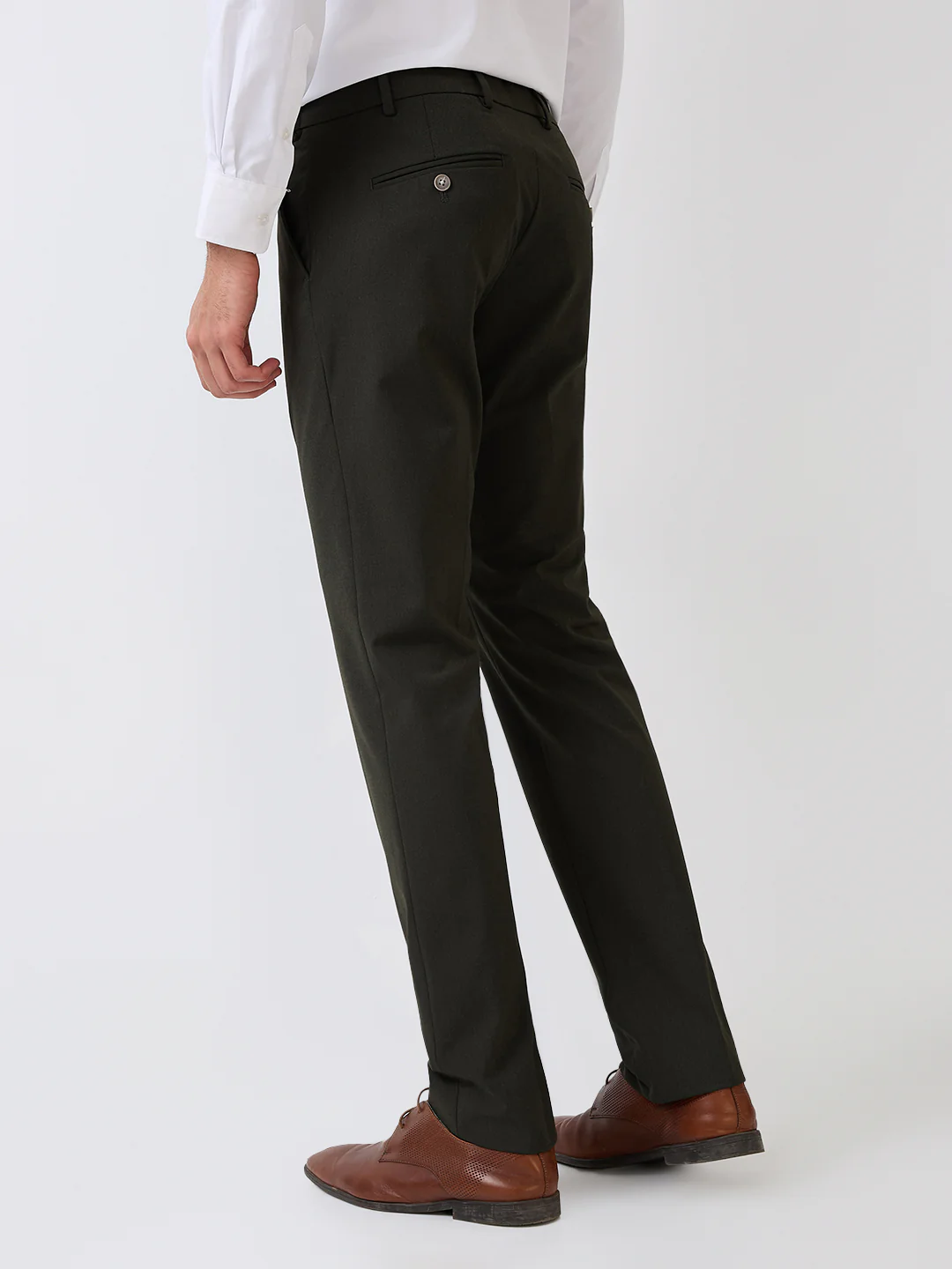 Park Avenue Men Green Birds Eye Slim Fit Polyester Blend Trouser - Image 4