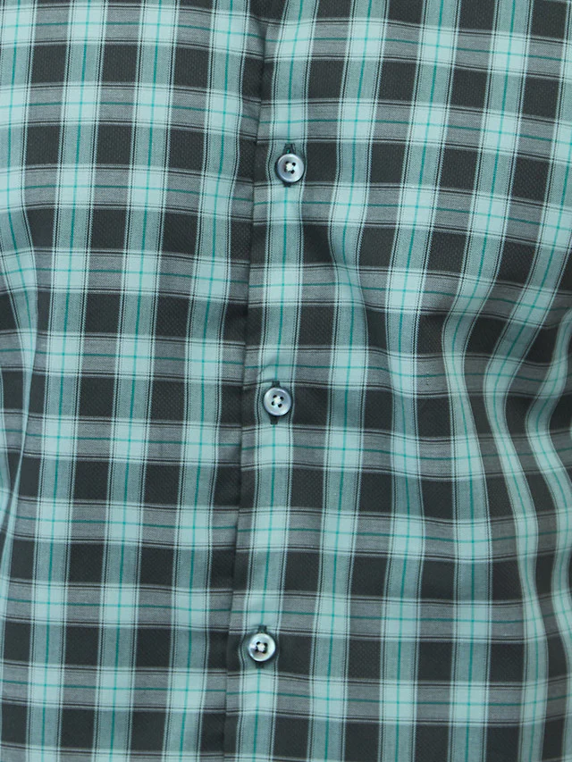 Park Avenue Men Green Checks Slim Fit Cotton Casual Shirt - Image 6
