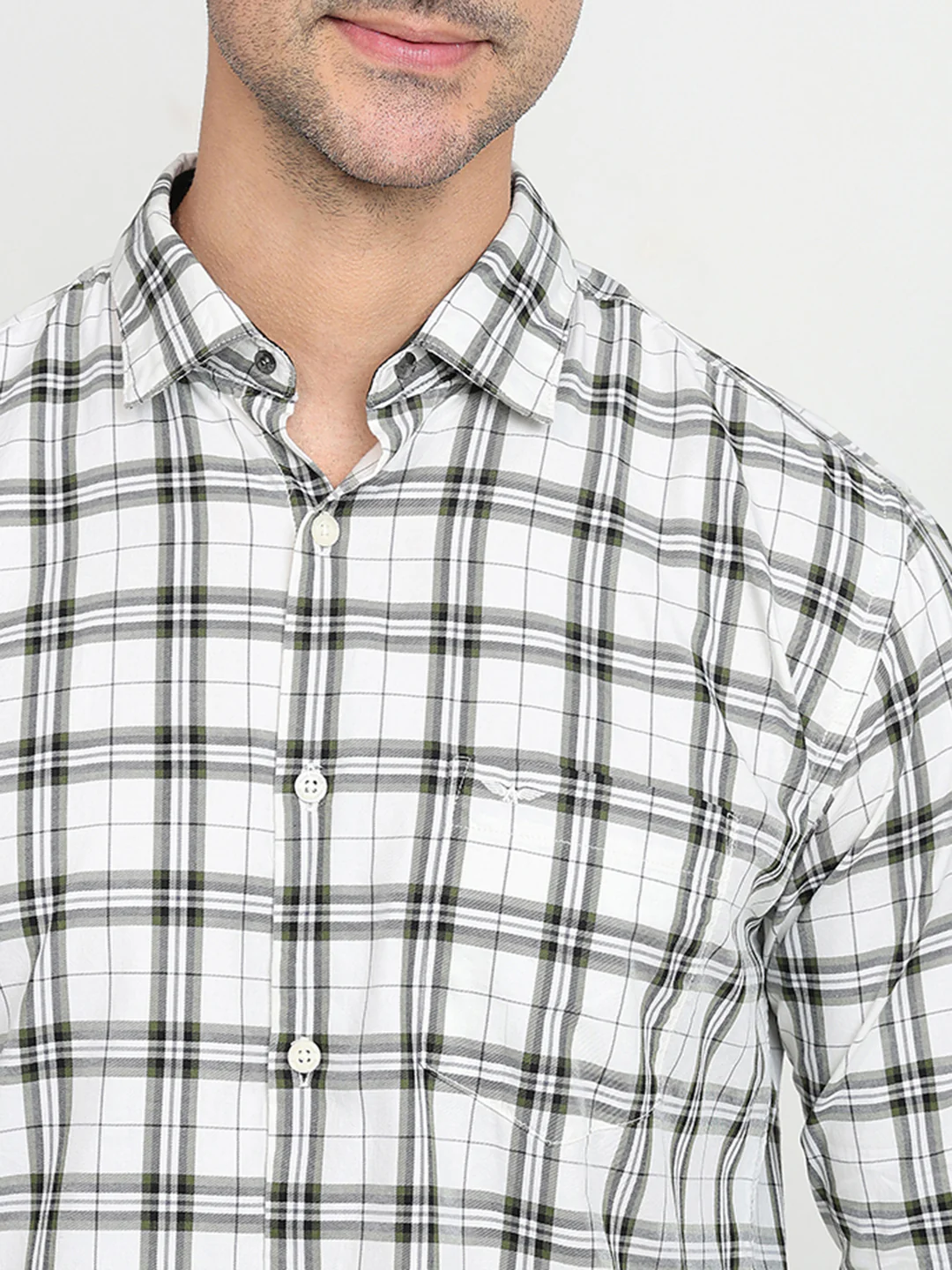 Park Avenue Men Green Checks Slim Fit Cotton Full Sleeve Casual Shirt - Image 6