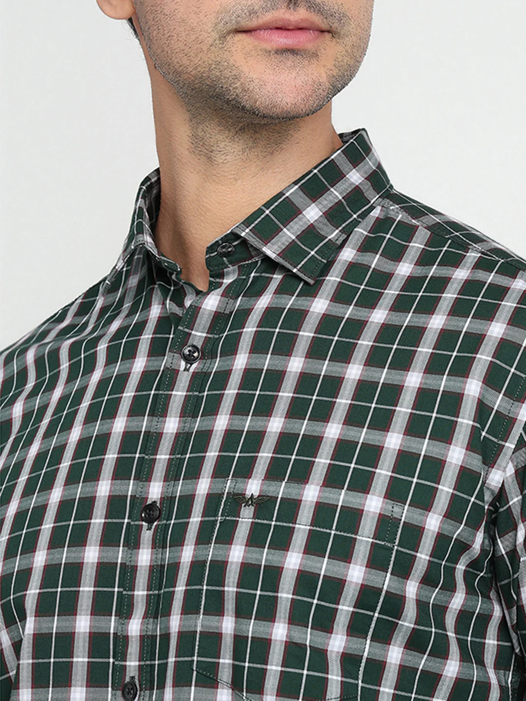 Park Avenue Men Green Checks Slim Fit Cotton Full Sleeve Casual Shirt - Image 6