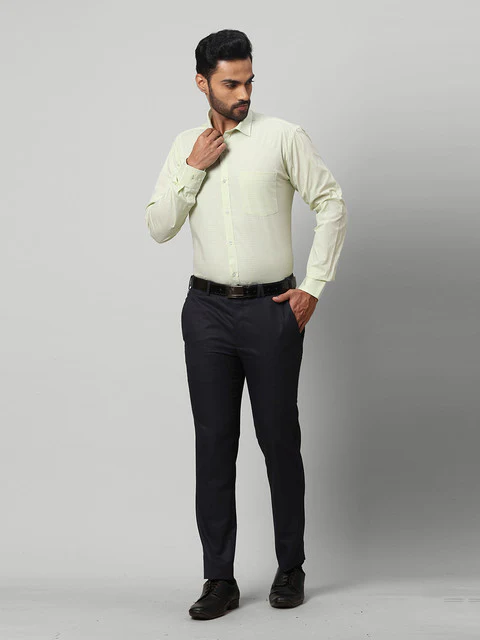 Park Avenue Men Green Checks Slim Fit Cotton Shirt - Image 5