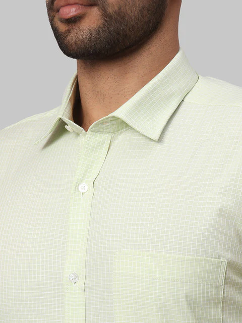 Park Avenue Men Green Checks Slim Fit Cotton Shirt - Image 6