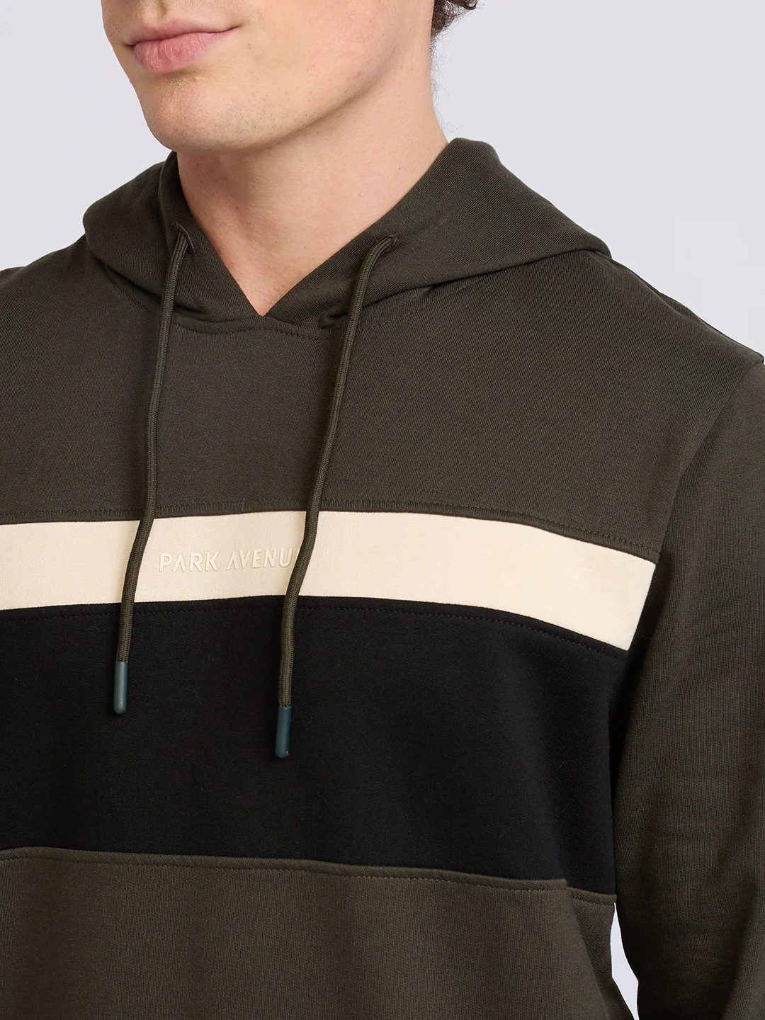 Park Avenue Men Green Cut & Sew Slim Fit Cotton Blend Sweatshirt - Image 6