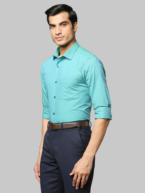 Park Avenue Men Green Fil-A-Fil Slim Fit Cotton Shirt - Image 3