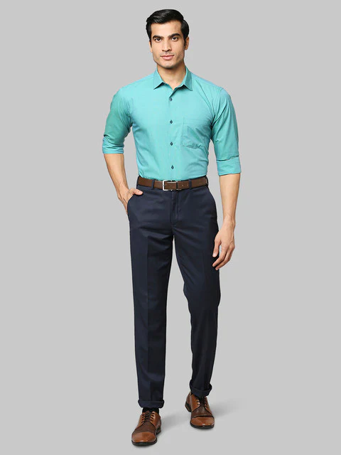 Park Avenue Men Green Fil-A-Fil Slim Fit Cotton Shirt - Image 5