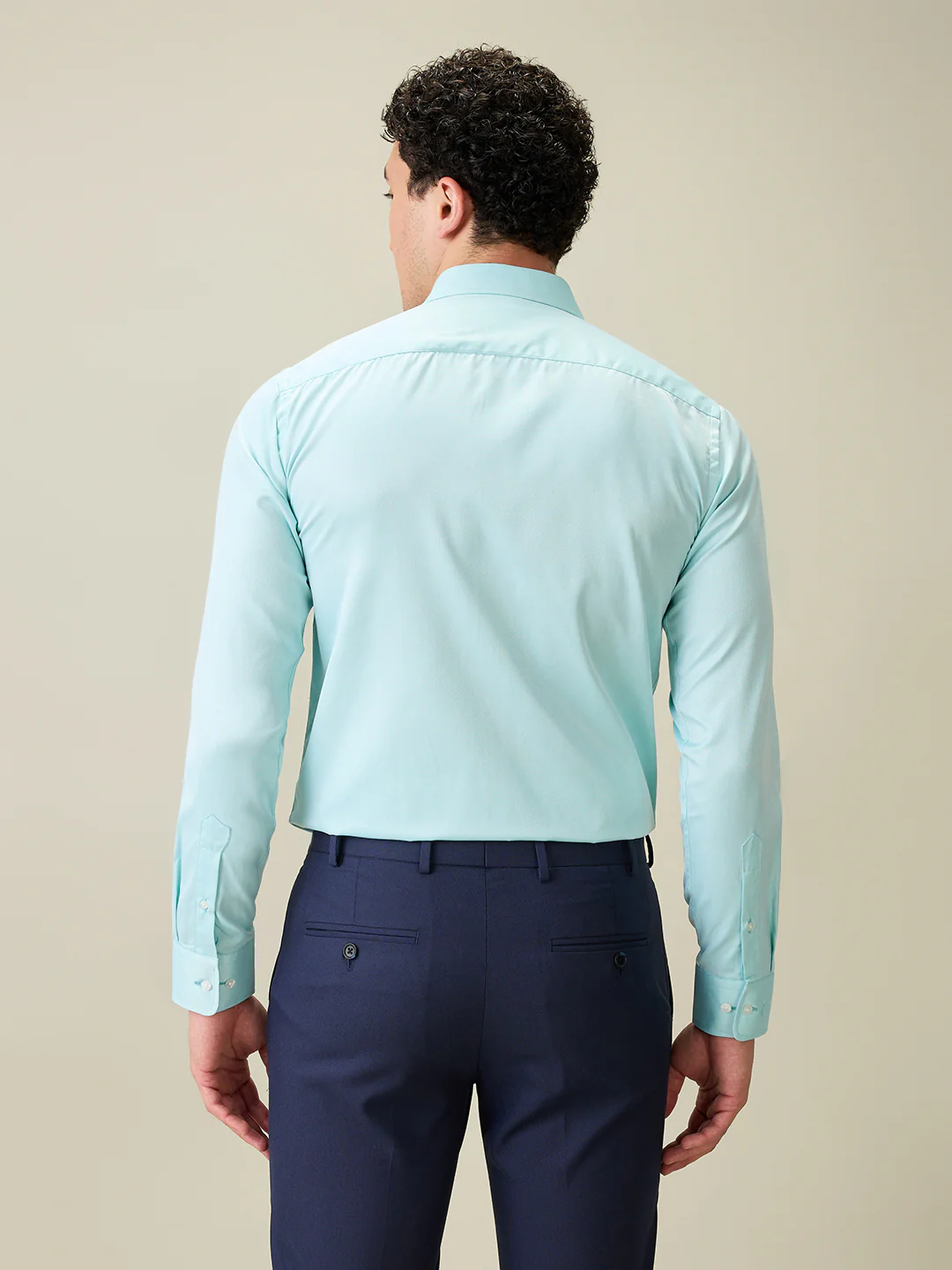 Park Avenue Men Green Herringbone Slim Fit Cotton Blend Shirt - Image 4