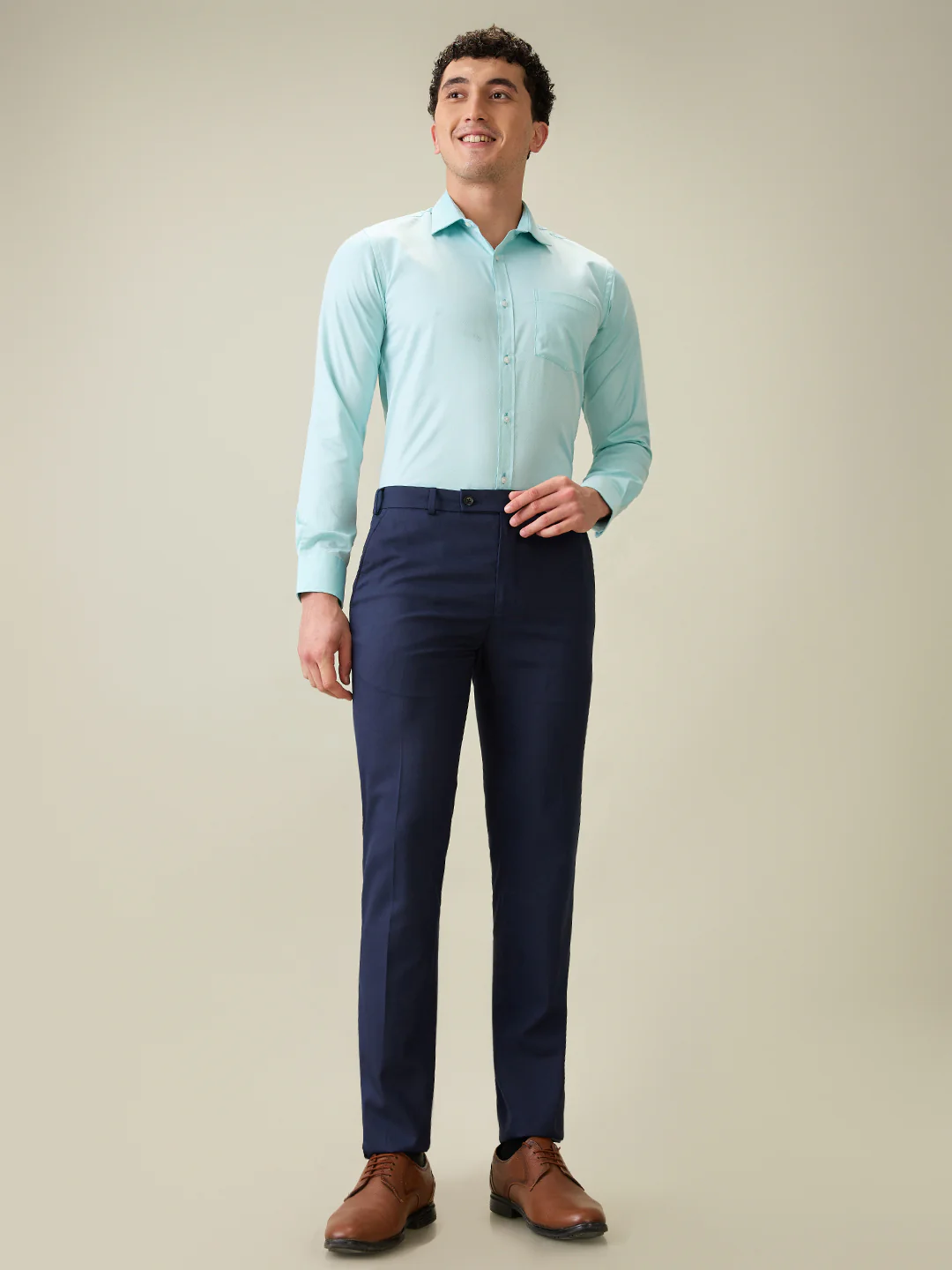 Park Avenue Men Green Herringbone Slim Fit Cotton Blend Shirt - Image 5
