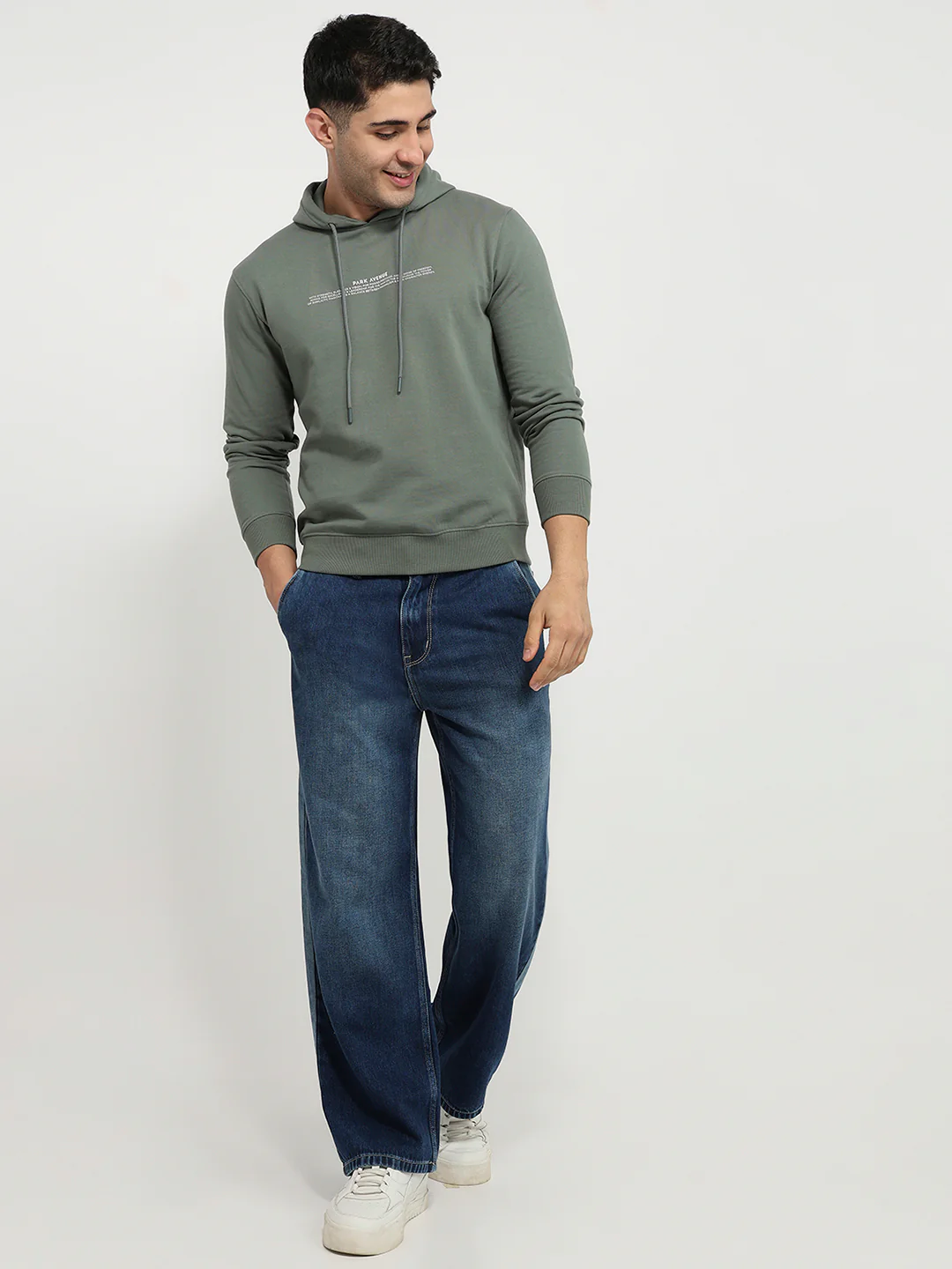 Park Avenue Men Green Print Slim Fit Cotton Blend Sweatshirt - Image 5