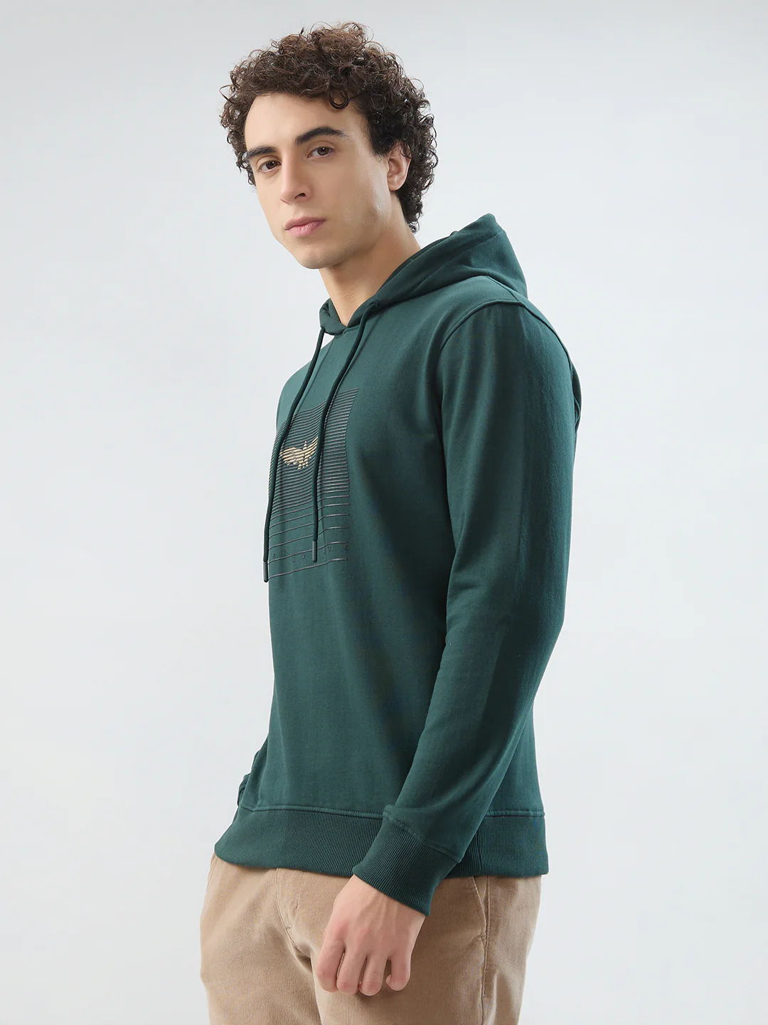 Park Avenue Men Green Print Slim Fit Cotton Blend Sweatshirt - Image 3