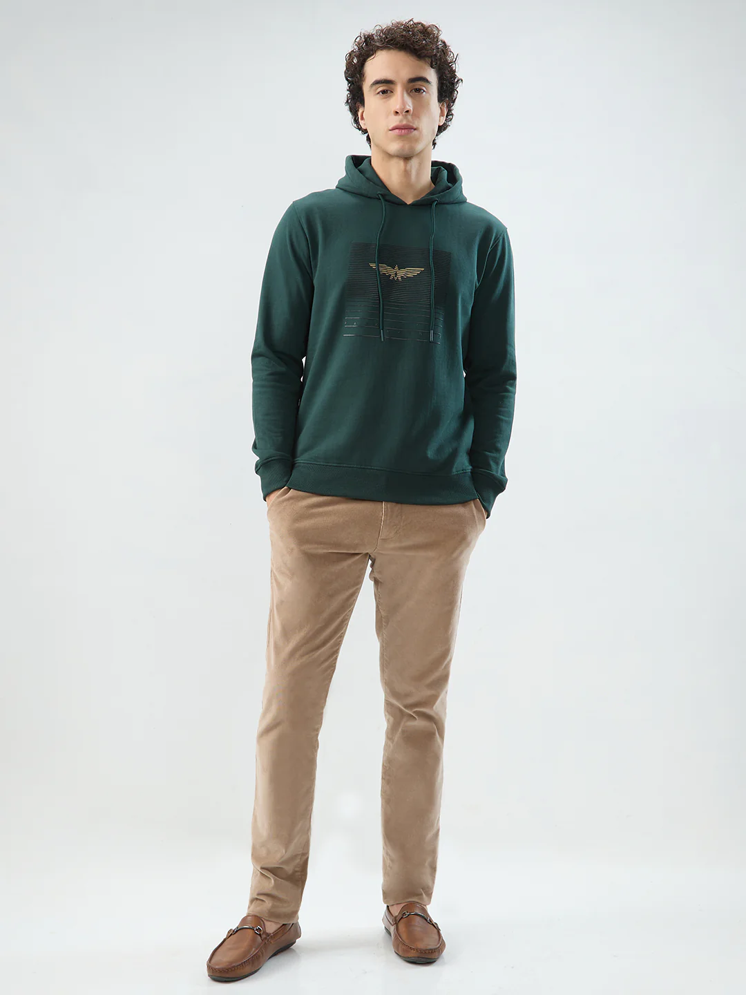 Park Avenue Men Green Print Slim Fit Cotton Blend Sweatshirt - Image 5