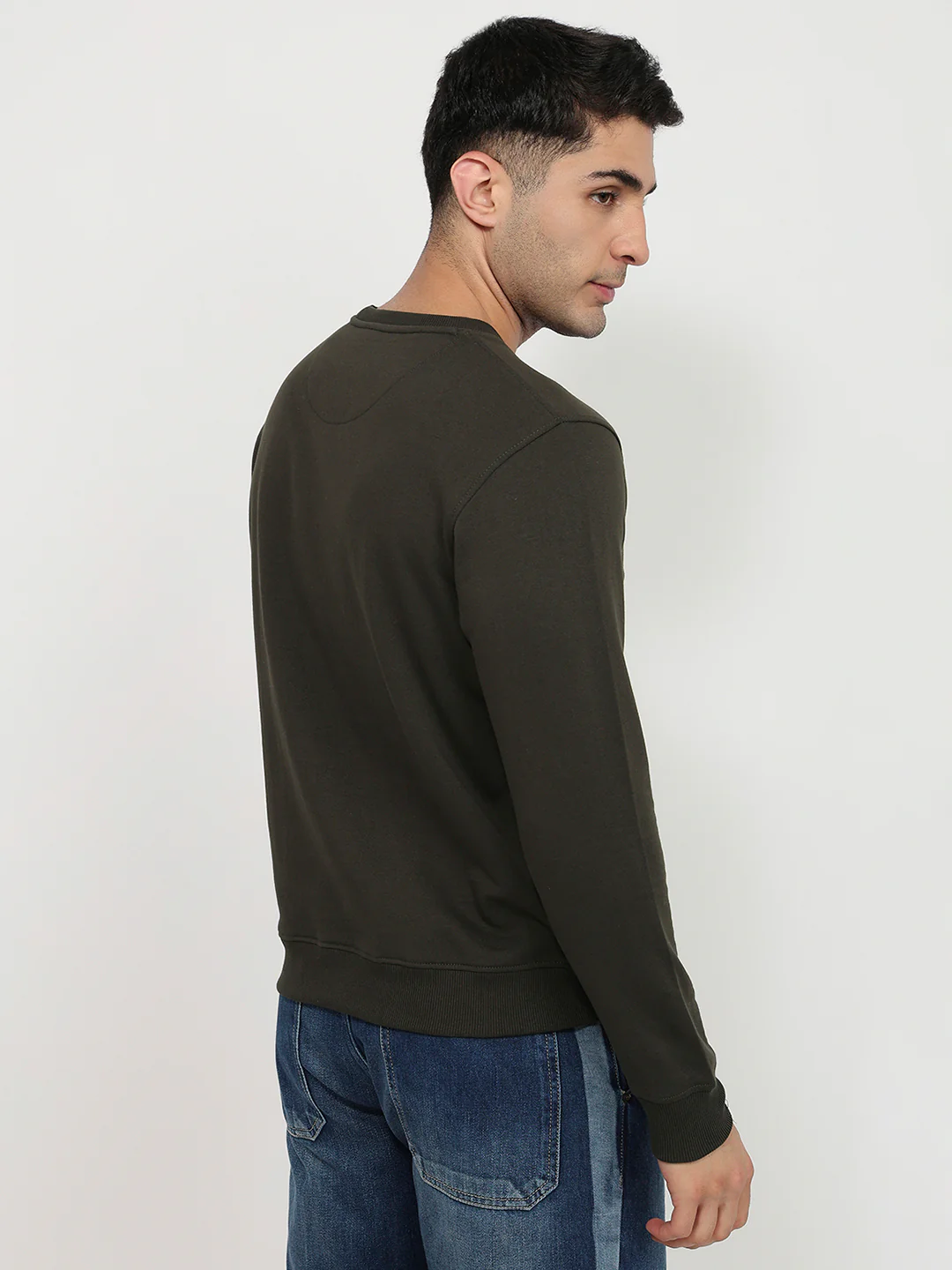 Park Avenue Men Green Print Slim Fit Cotton Blend Sweatshirt - Image 4