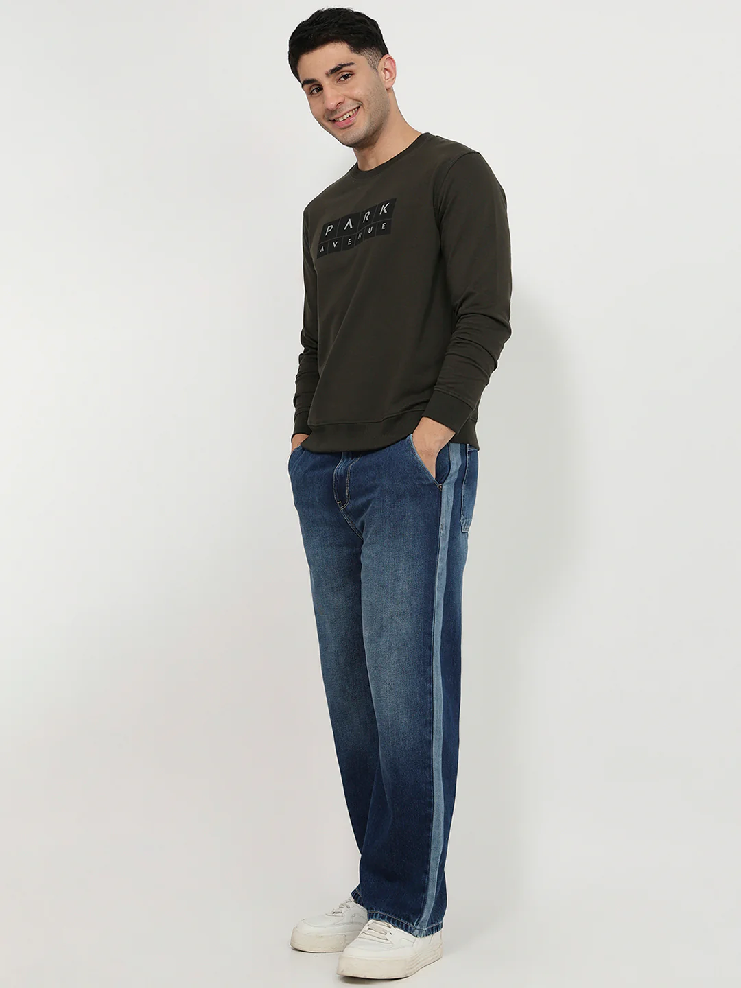 Park Avenue Men Green Print Slim Fit Cotton Blend Sweatshirt - Image 5
