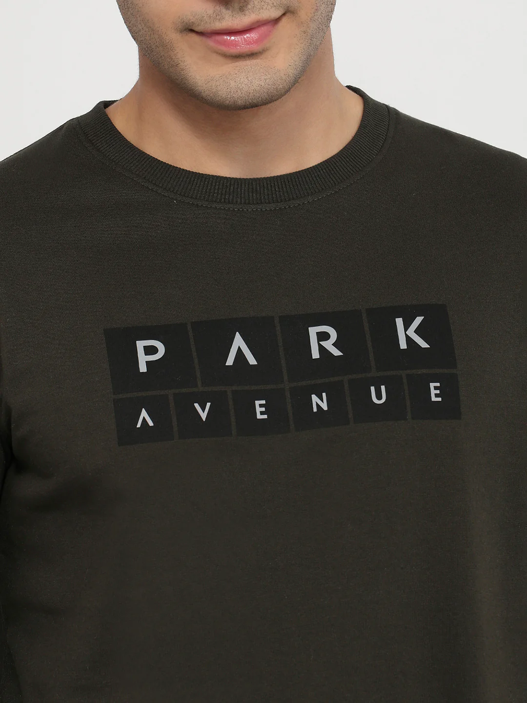 Park Avenue Men Green Print Slim Fit Cotton Blend Sweatshirt - Image 6