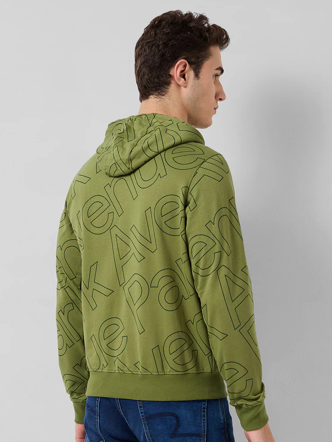Park Avenue Men Green Print Slim Fit Cotton Blend Sweatshirt - Image 3