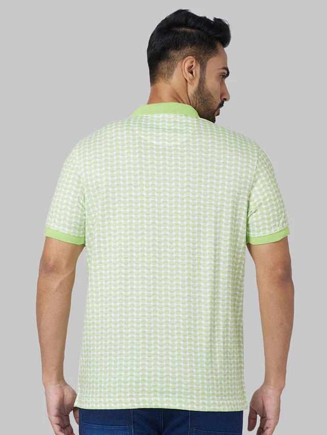 Park Avenue Men Green Print Slim Fit Cotton Blend T-Shirt - Image 5