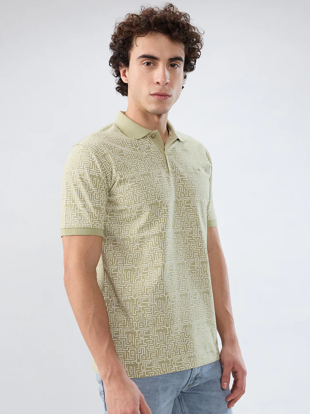 Park Avenue Men Green Print Slim Fit Cotton Blend T-shirt - Image 2