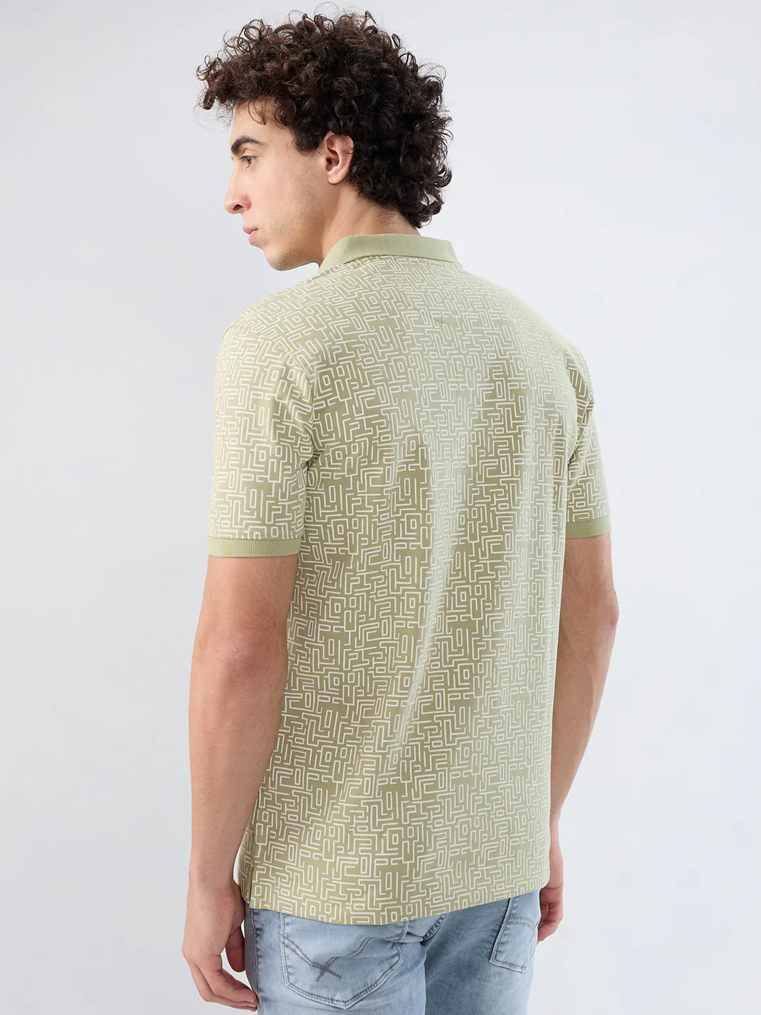 Park Avenue Men Green Print Slim Fit Cotton Blend T-shirt - Image 4