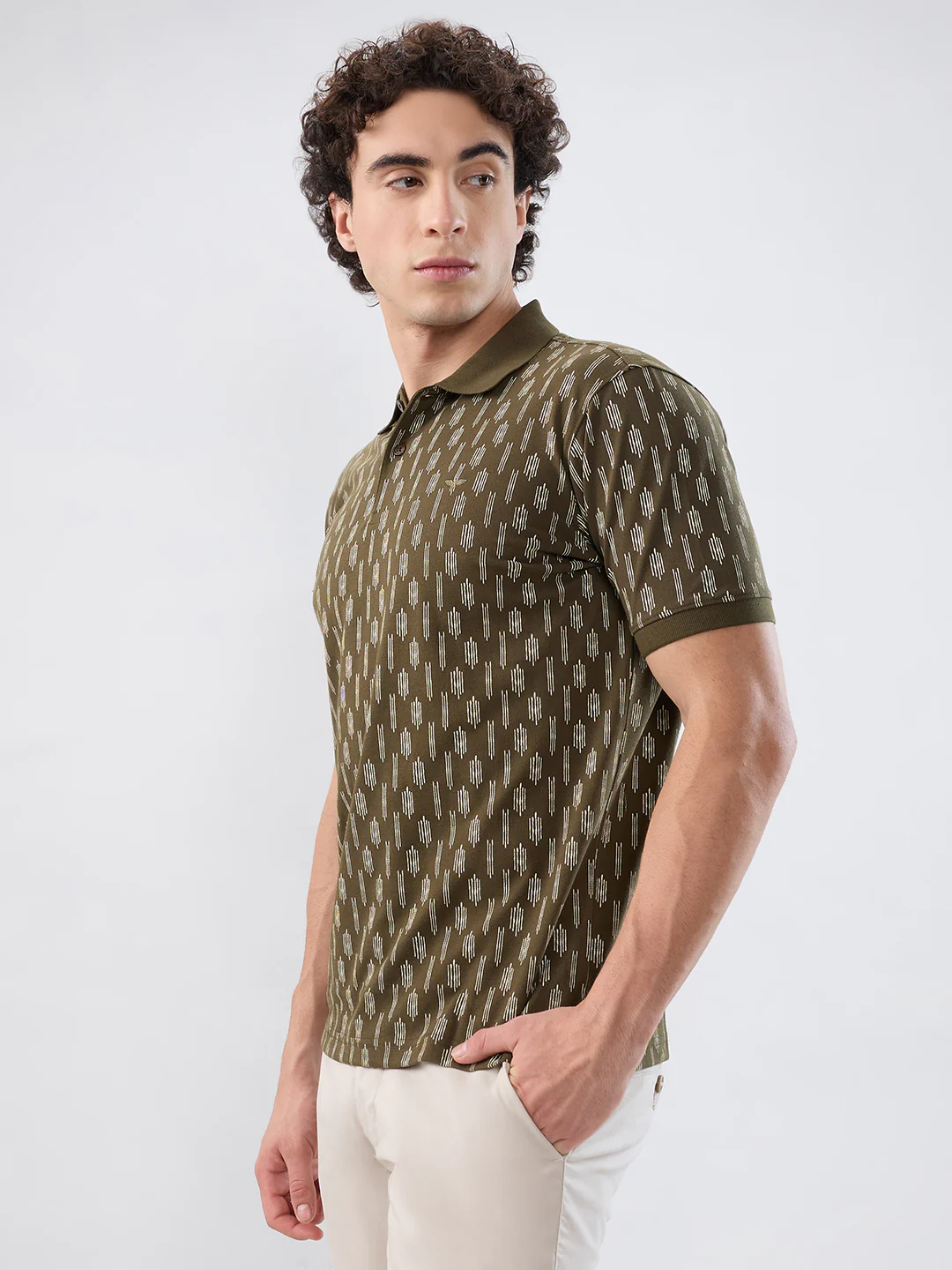 Park Avenue Men Green Print Slim Fit Cotton Blend T-shirt - Image 3