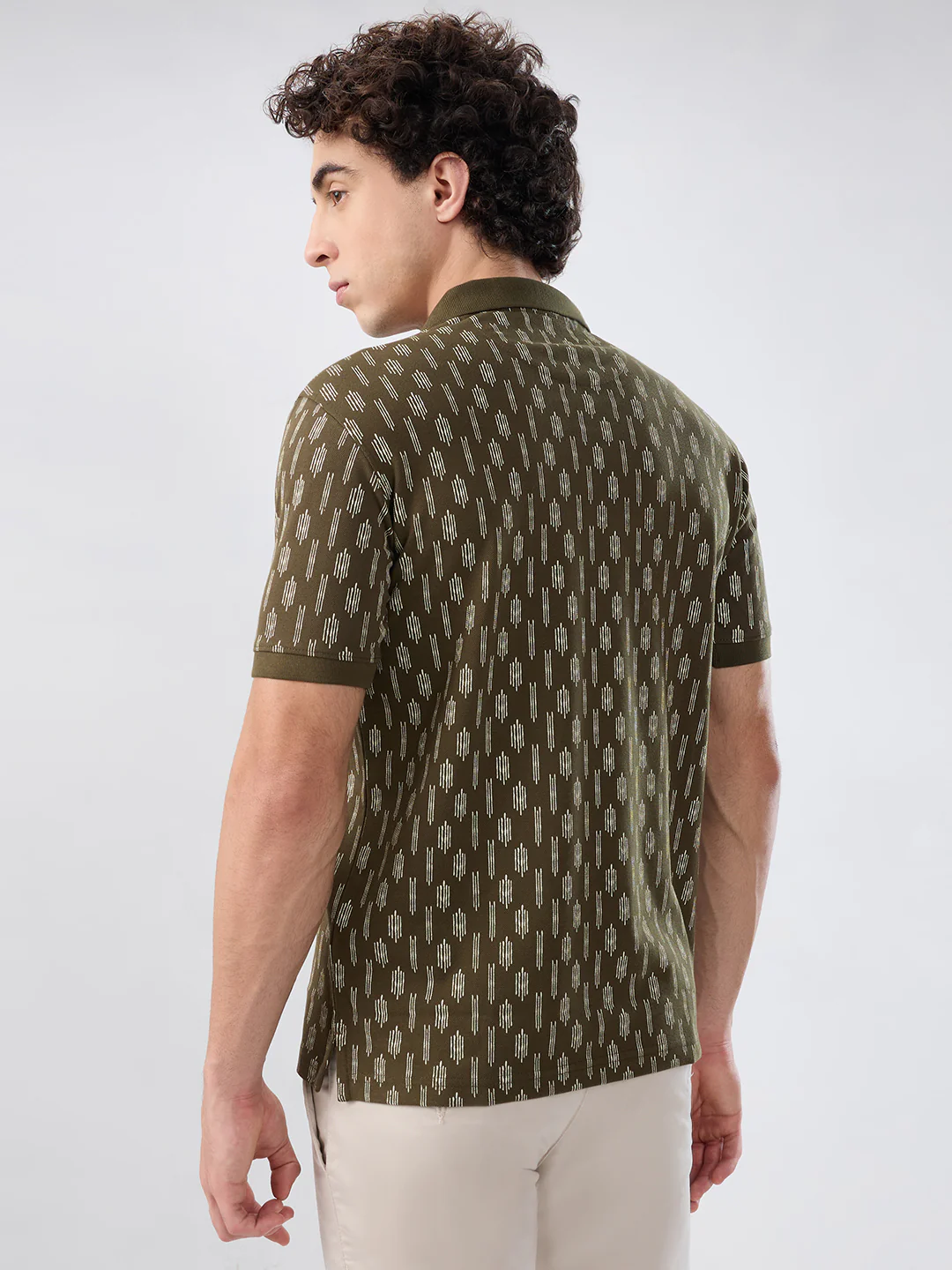 Park Avenue Men Green Print Slim Fit Cotton Blend T-shirt - Image 4