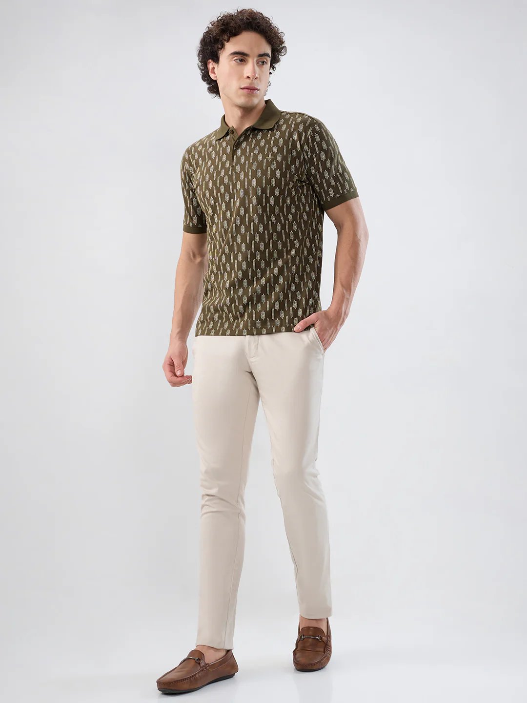 Park Avenue Men Green Print Slim Fit Cotton Blend T-shirt - Image 5