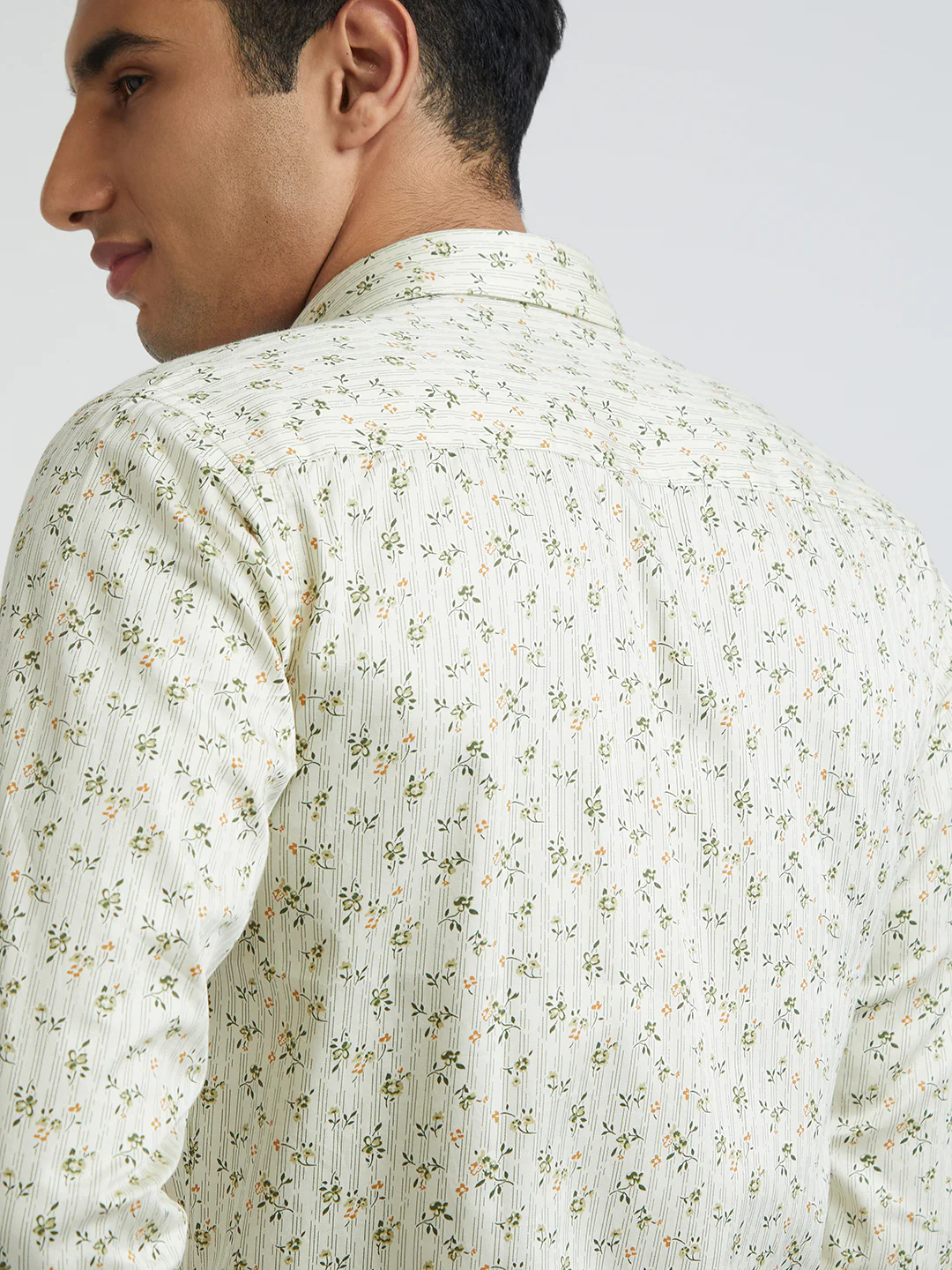 Park Avenue Men Green Print Slim Fit Cotton Formal Shirt - Image 6