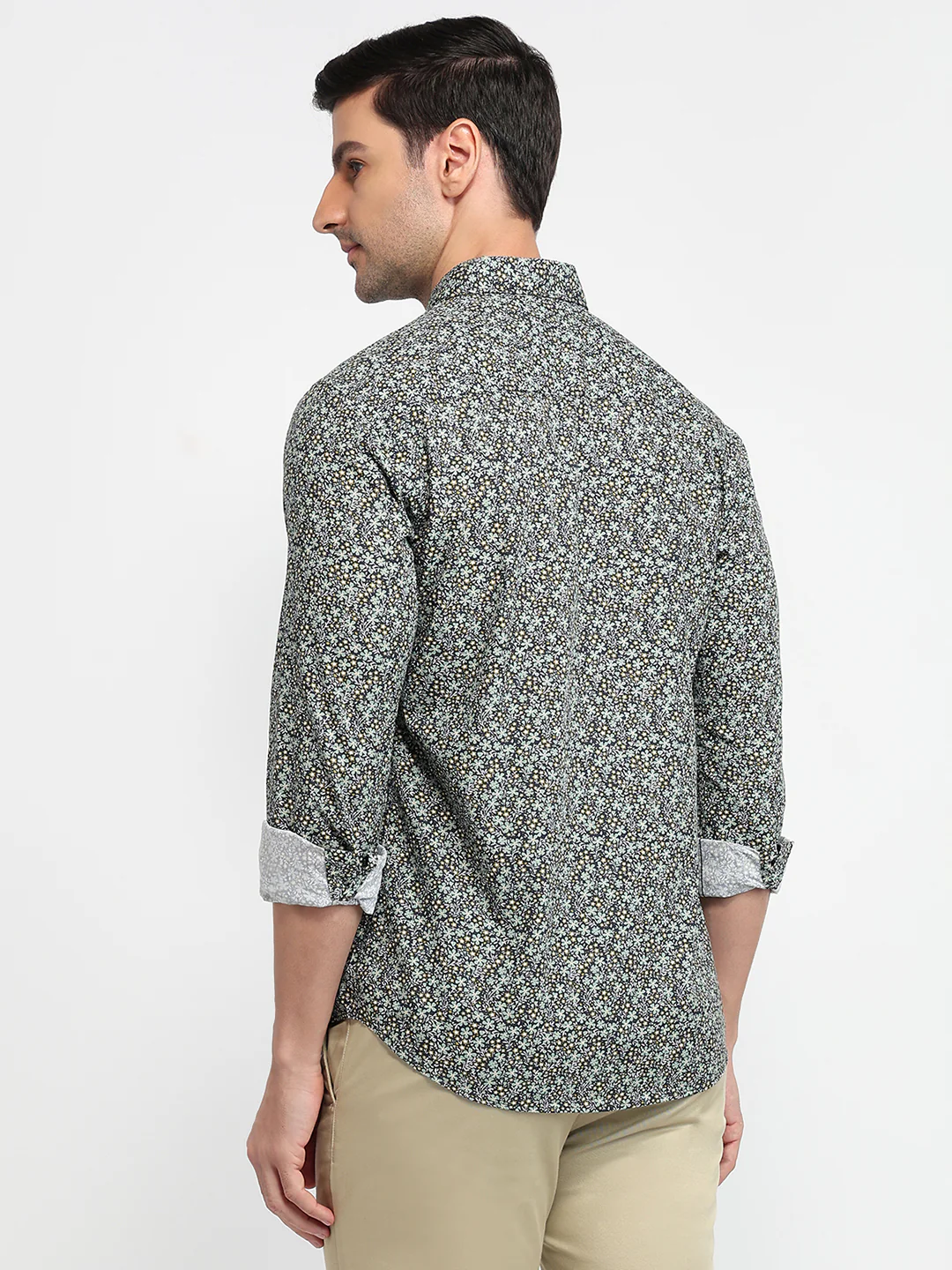 Park Avenue Men Green Print Slim Fit Cotton Shirt - Image 4