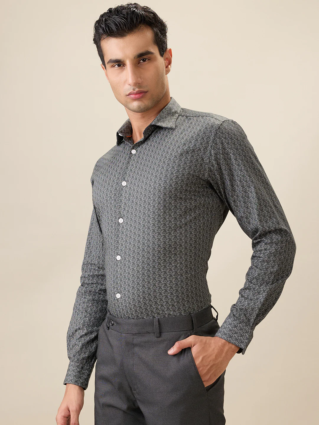 Park Avenue Men Green Print Slim Fit Cotton Shirt - Image 3