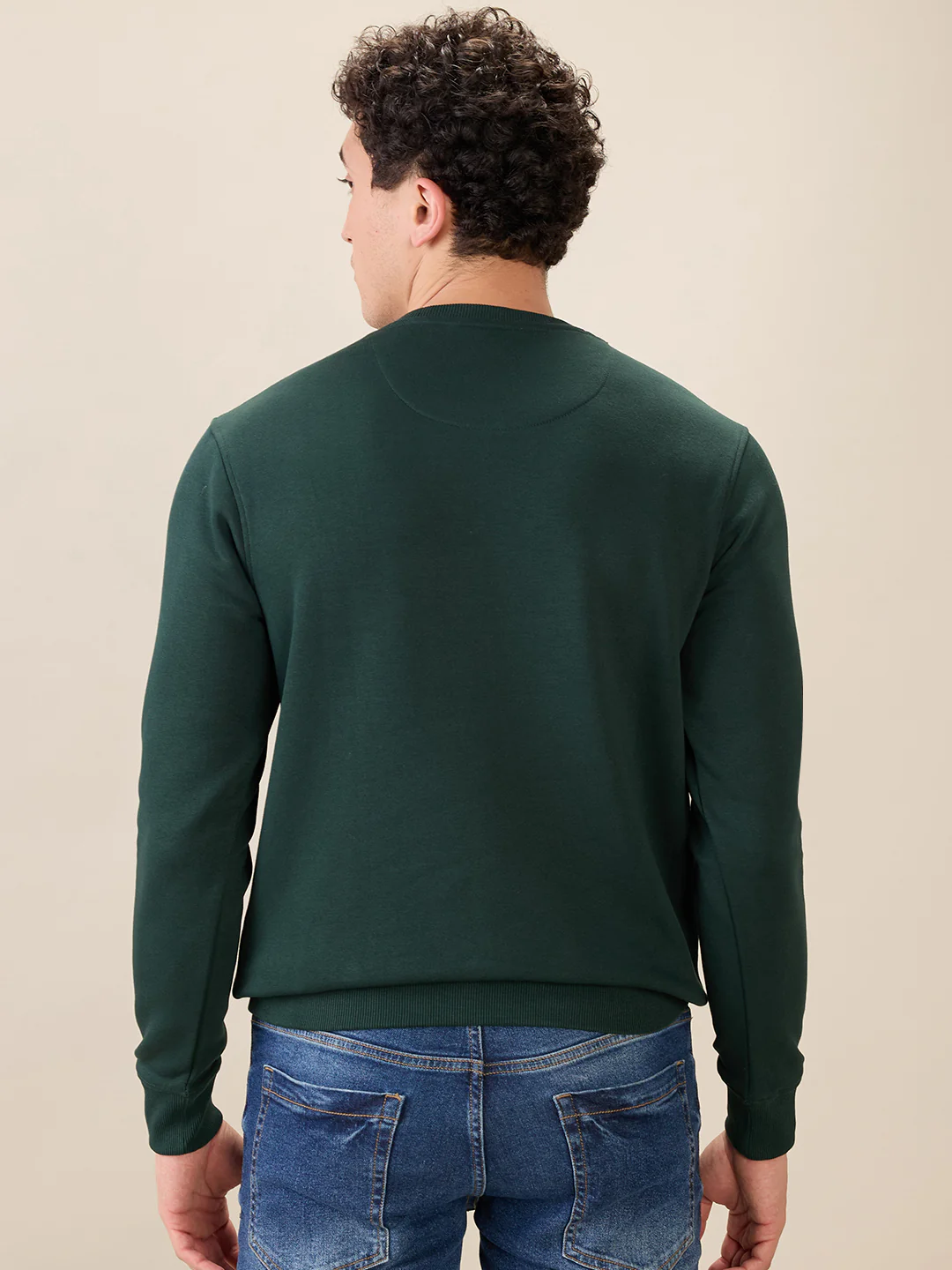 Park Avenue Men Green Printed Slim Fit Cotton Blend Sweatshirt - Image 4