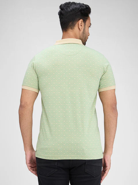 Park Avenue Men Green Printed Slim Fit Cotton Blend T-Shirt - Image 5