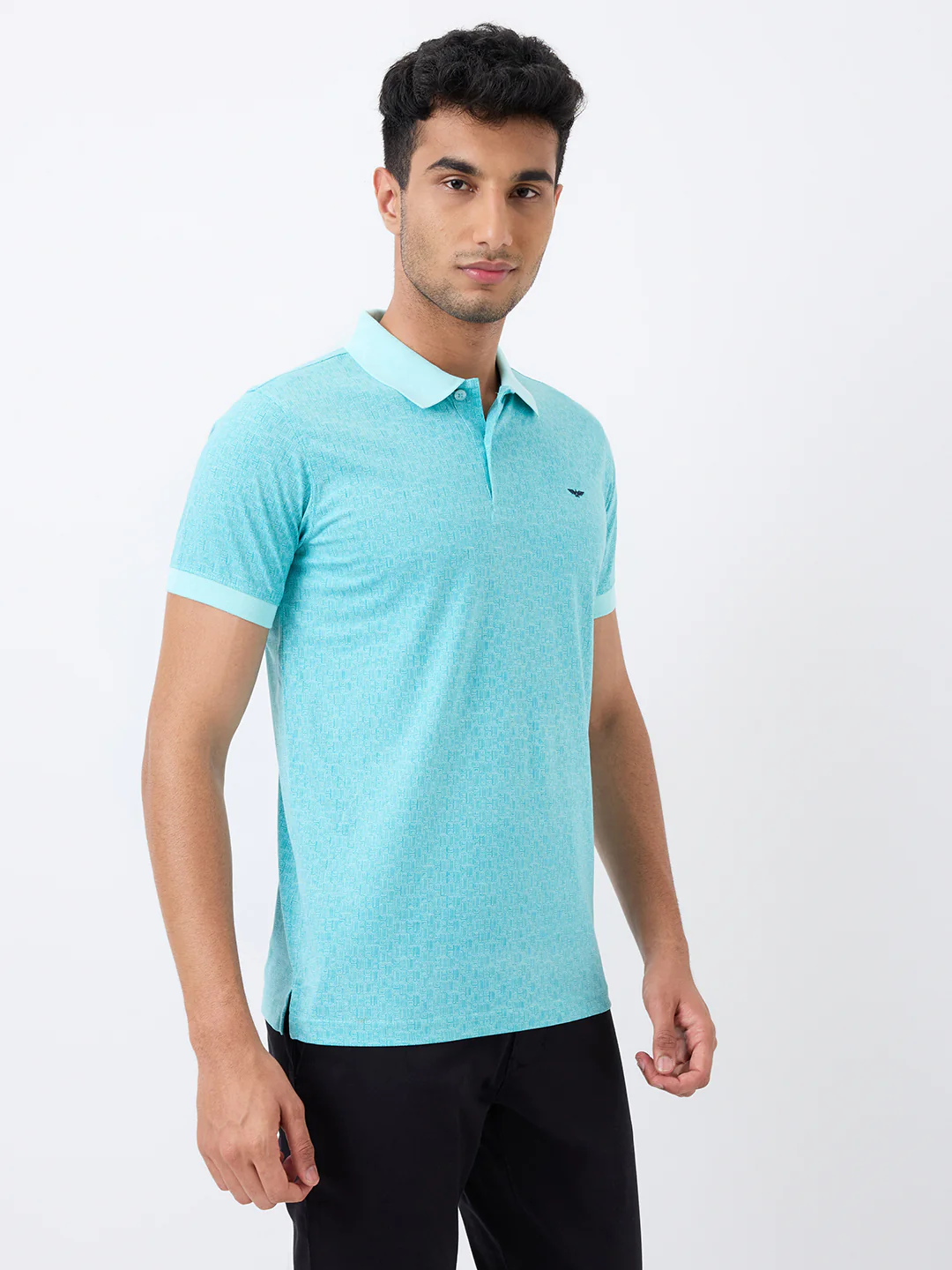 Park Avenue Men Green Printed Slim Fit Cotton Blend T-Shirt - Image 3