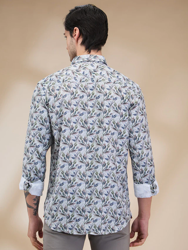Park Avenue Men Green Printed Slim Fit Cotton Casual Shirt - Image 4