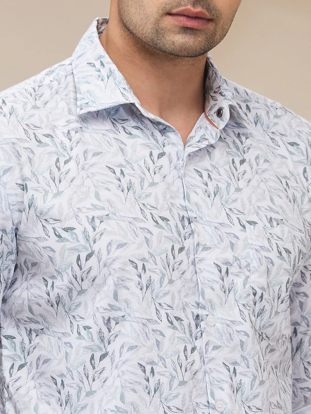 Park Avenue Men Green Printed Slim Fit Cotton Casual Shirt - Image 5