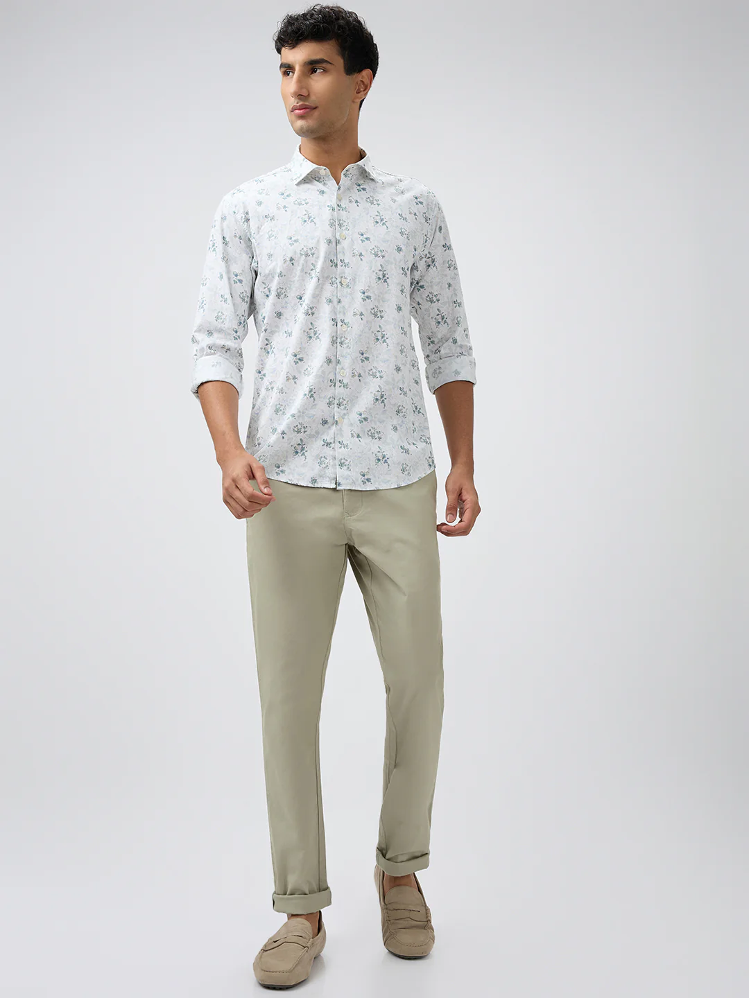 Park Avenue Men Green Printed Slim Fit Cotton Casual Shirt - Image 5