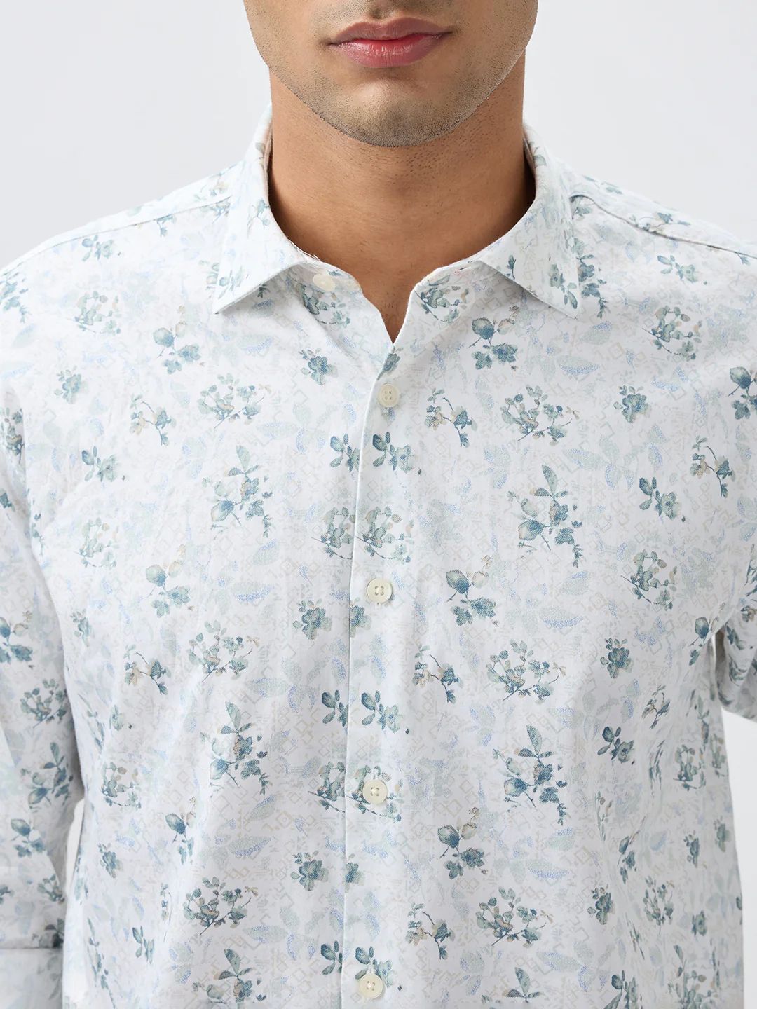 Park Avenue Men Green Printed Slim Fit Cotton Casual Shirt - Image 7