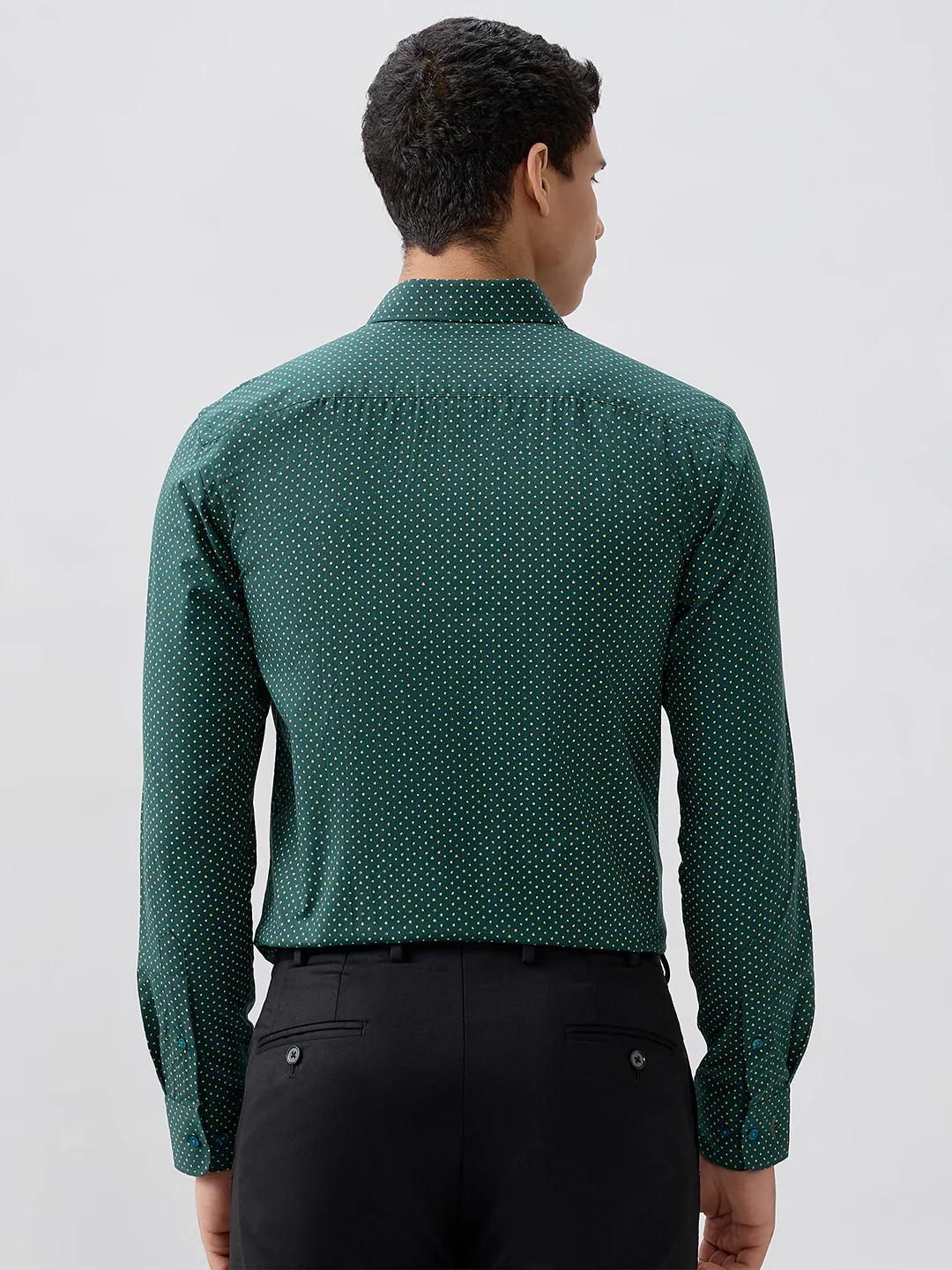 Park Avenue Men Green Printed Slim Fit Cotton Formal Shirt - Image 5