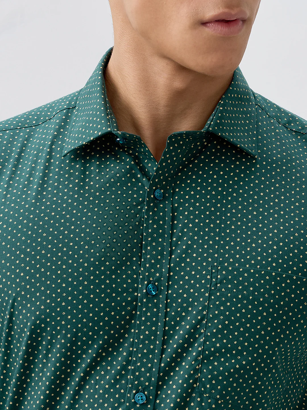 Park Avenue Men Green Printed Slim Fit Cotton Formal Shirt - Image 7