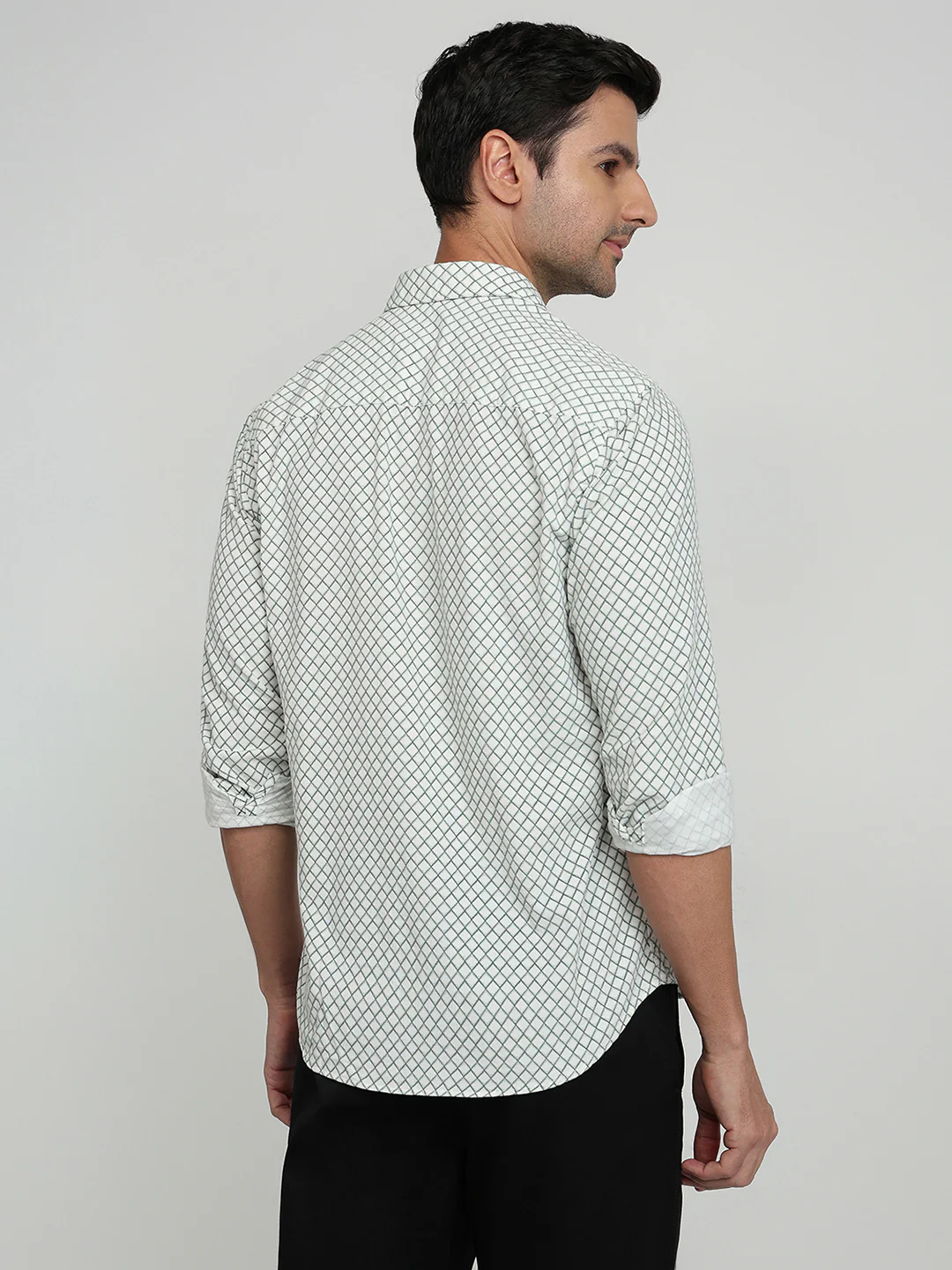 Park Avenue Men Green Printed Slim Fit Cotton Full Sleeve Casual Shirt - Image 4